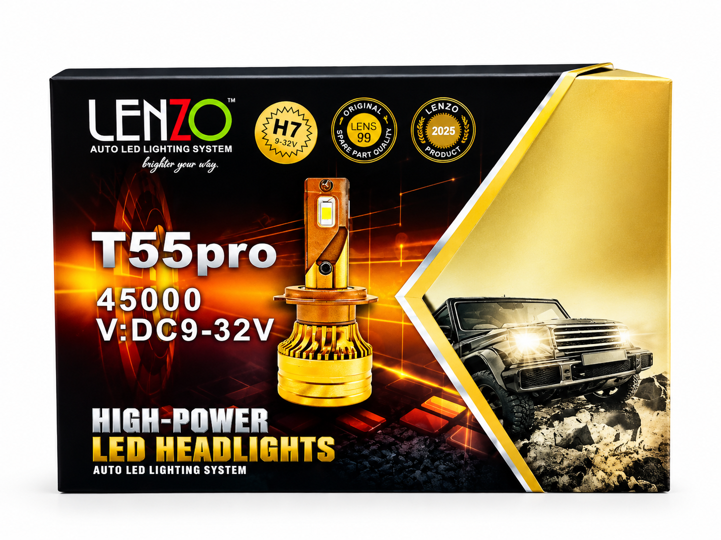 هدلایت لنزو LENZO T55 PRO طلایی